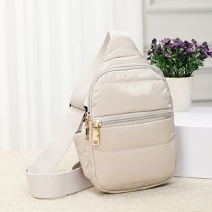 Beige Puffer Sling Bag Cross Mini Purse Womens Fashion Accessory Statement